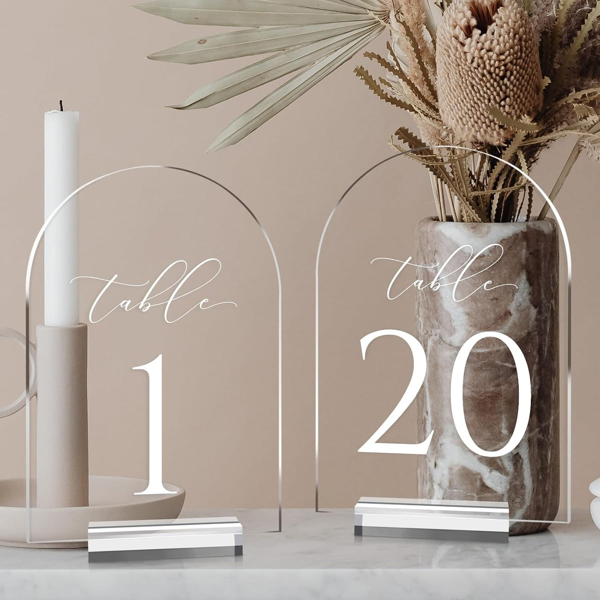 JINMURY Clear Arch Table Numbers for Wedding, 5x7 Inch Arched Acrylic Table Numbers 1-20 with