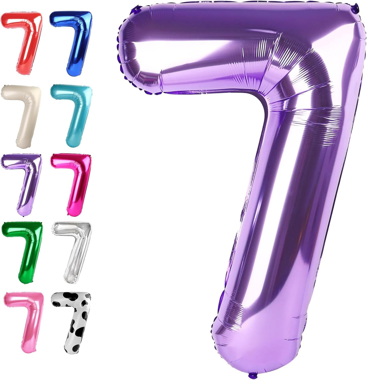 Purple Number 7 Birthday Balloon 40 Inch, Digital Balloons for 7 17 27 70 77 Party Celebration