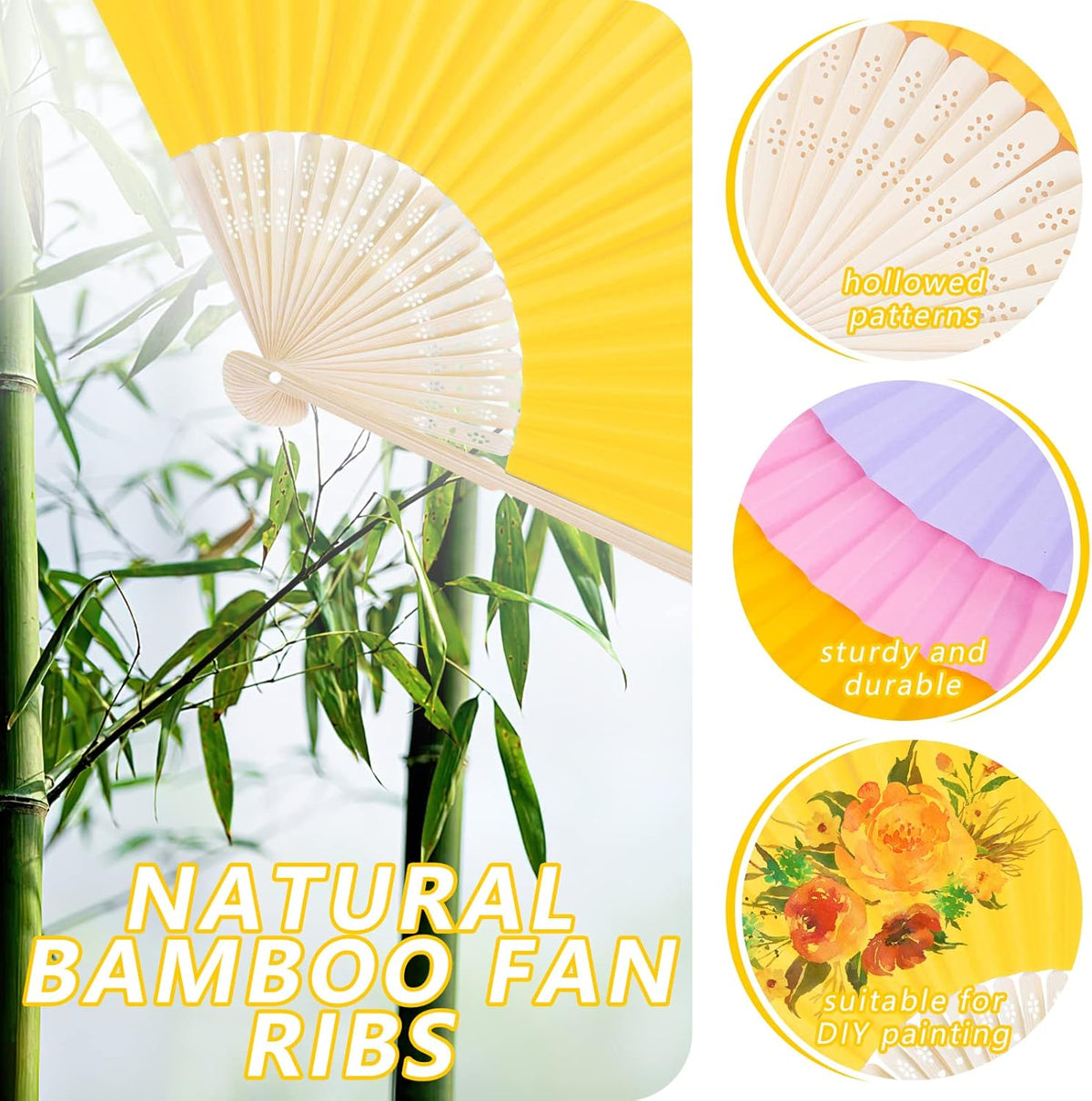DomeStar 15 Pcs Paper Folding Hand Fans, 8.3 Inch Multicolored Paper Fans Handheld Decorative