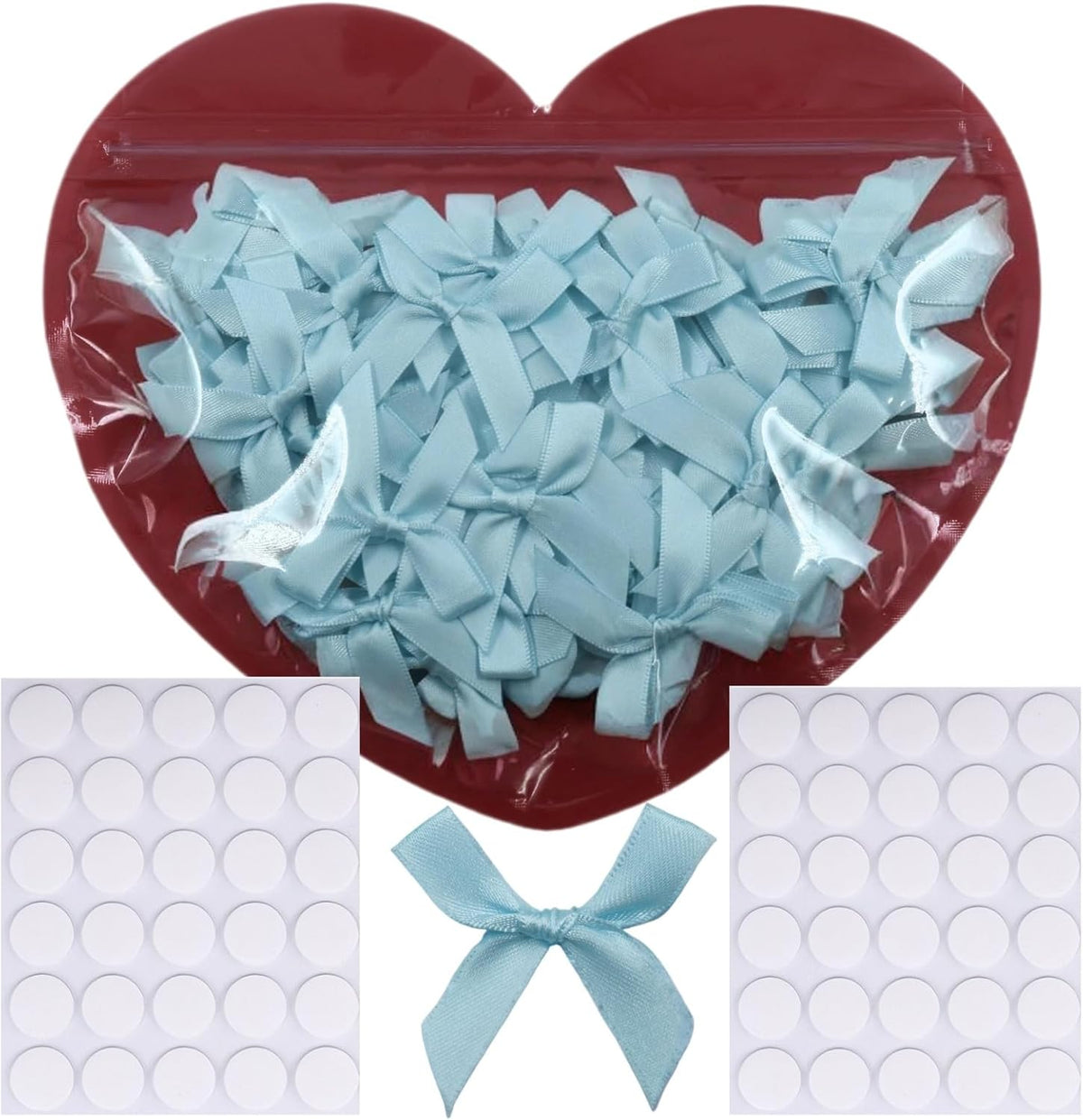 60pcs 1.7" Mini Light Blue Ribbon Bows Decor – Small DIY Satin Bows for Crafts, Little Sky Blue