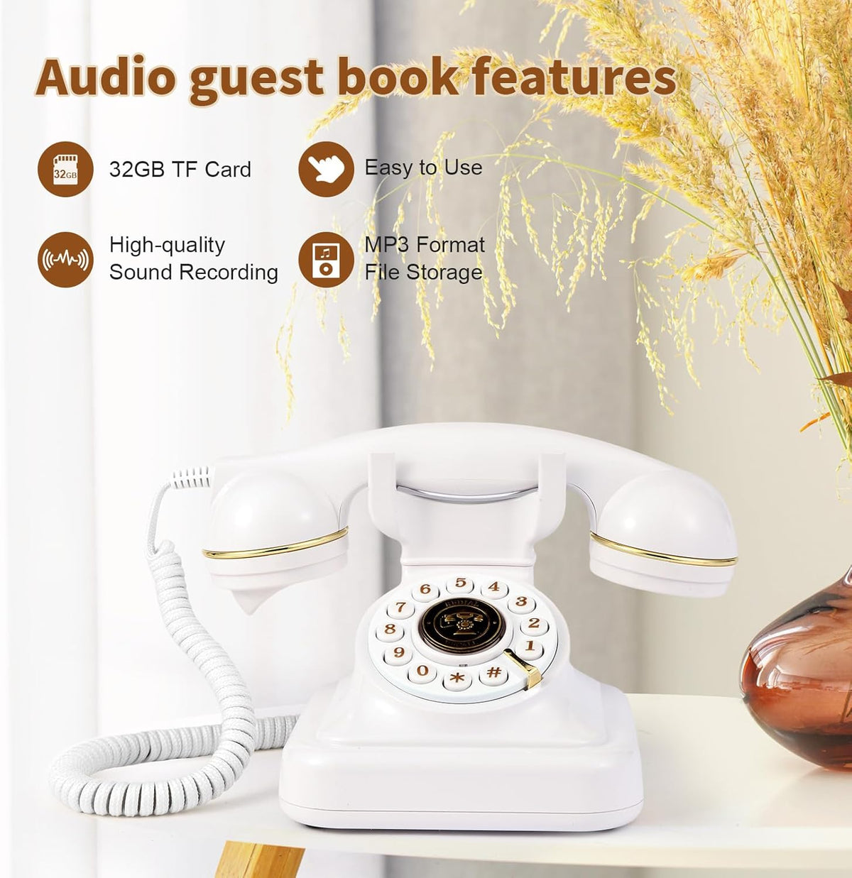 Audio Guest Book Wedding Phone, Audio Guest Book Record Customized Audio Messages Guest Book