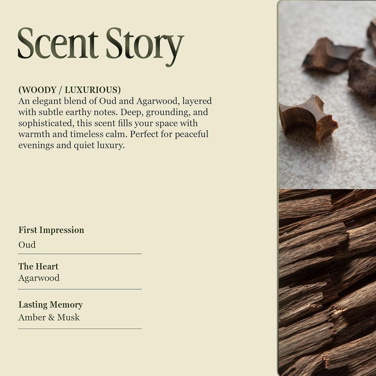 Scented Luxury Candles in Handmade Ceramic Jars, Soy Wax | Woody Wood – Oud & Agarwood, Large