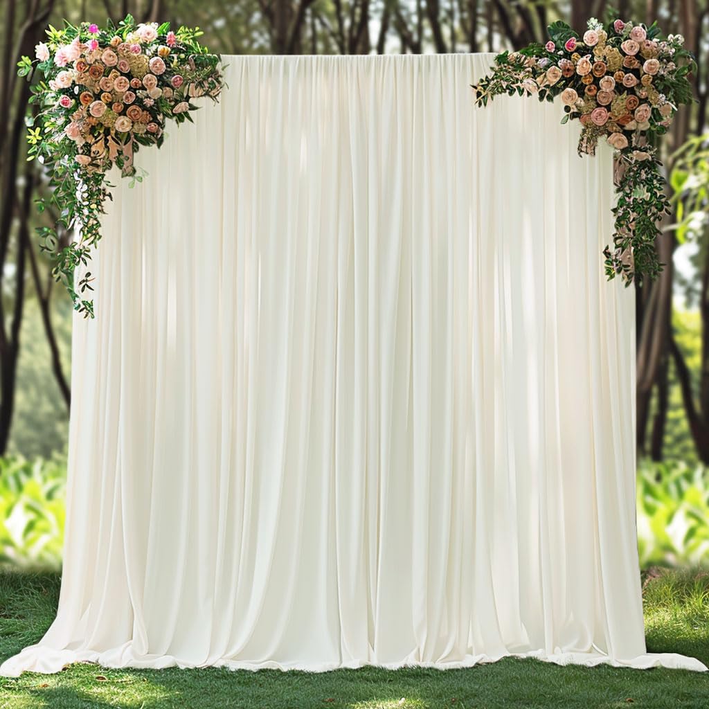 10x10ft Wrinkle Free Ivory Backdrop Curtain for Parties Soft Fabric Drapes Wedding Ivory Curtain