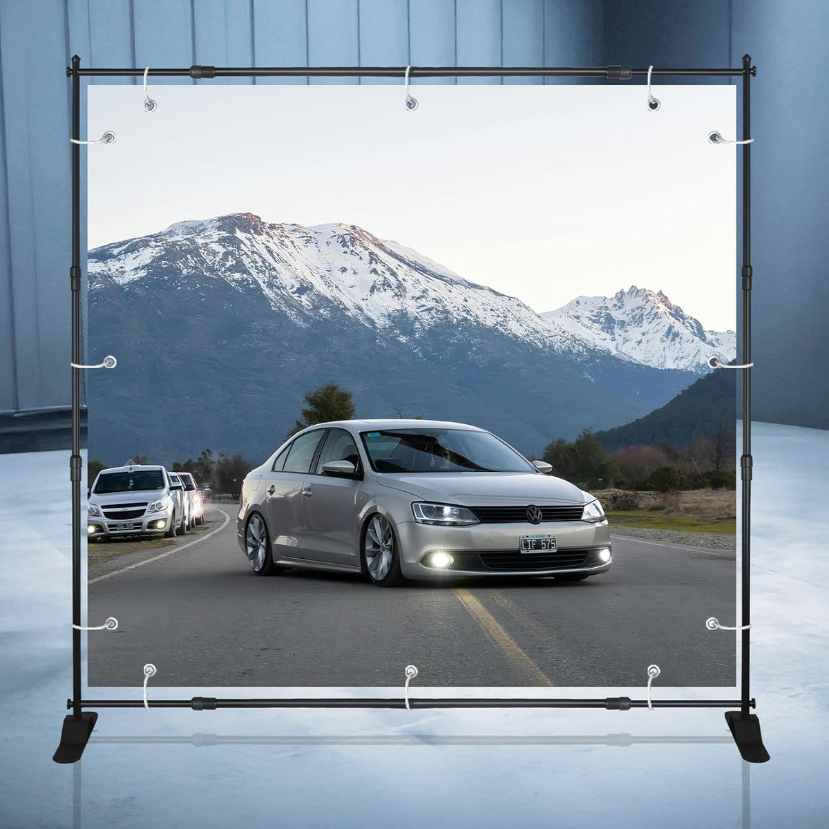 8x8 FT(WxH) Heavy Duty Backdrop Banner Stand with Adjustable Telescopic Tube,Step and Repeat Stand
