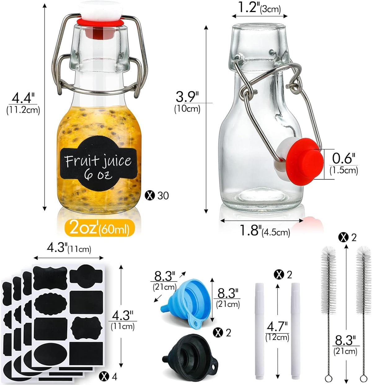INFTYLE Swing Top Glass Bottles Set - 30 Mini Glass Bottles with Swing Top Lids for Homemade