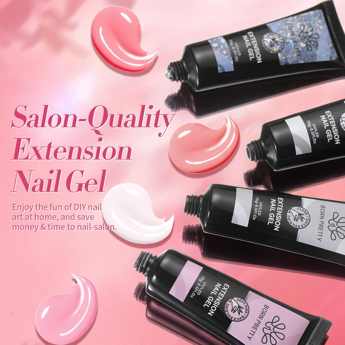 BORN PRETTY Poly Nail Extension Gel Kit-6 Colors Poly Nails Gel Kit Nude Clear Jelly Pink All In