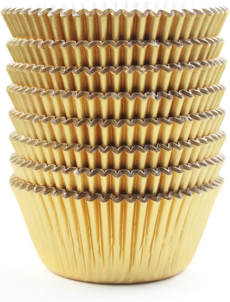 Eoonfirst Gold Foil Cupcake Case Liners Wrappers Baking Muffin Paper Cups 198 Pcs