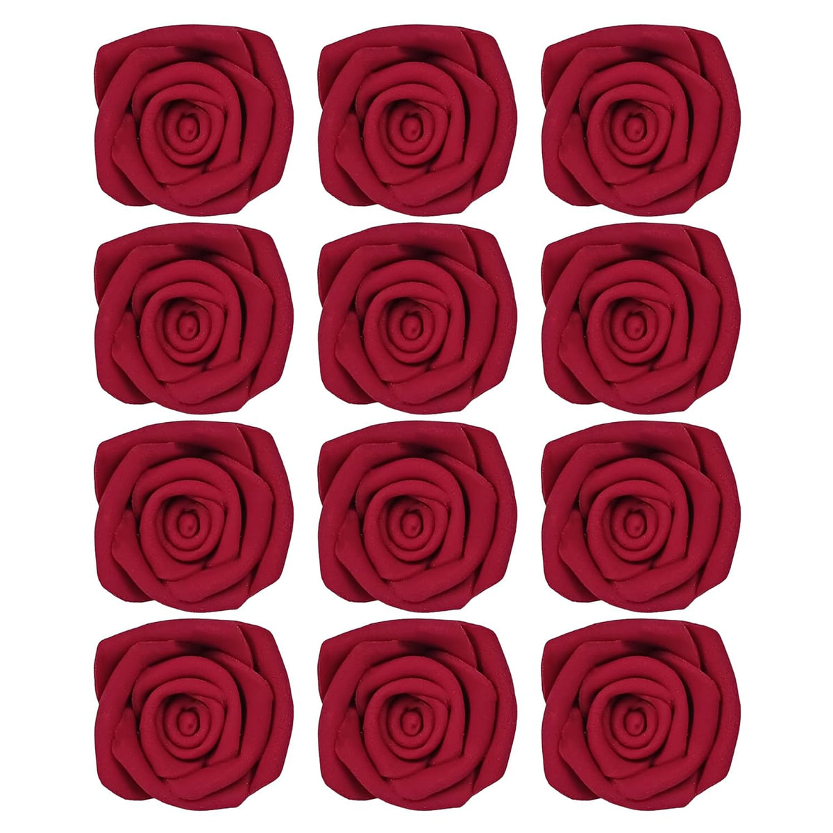 Confect Edible Deep Burgundy Rose Toppers – Edible Roses for Cake & Cupcake Decorations, Perfect