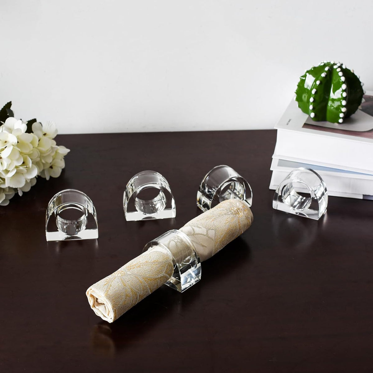Crystal Napkin Rings, Elegant Dining Table Holders for Formal & Casual Dining, Wedding Reception