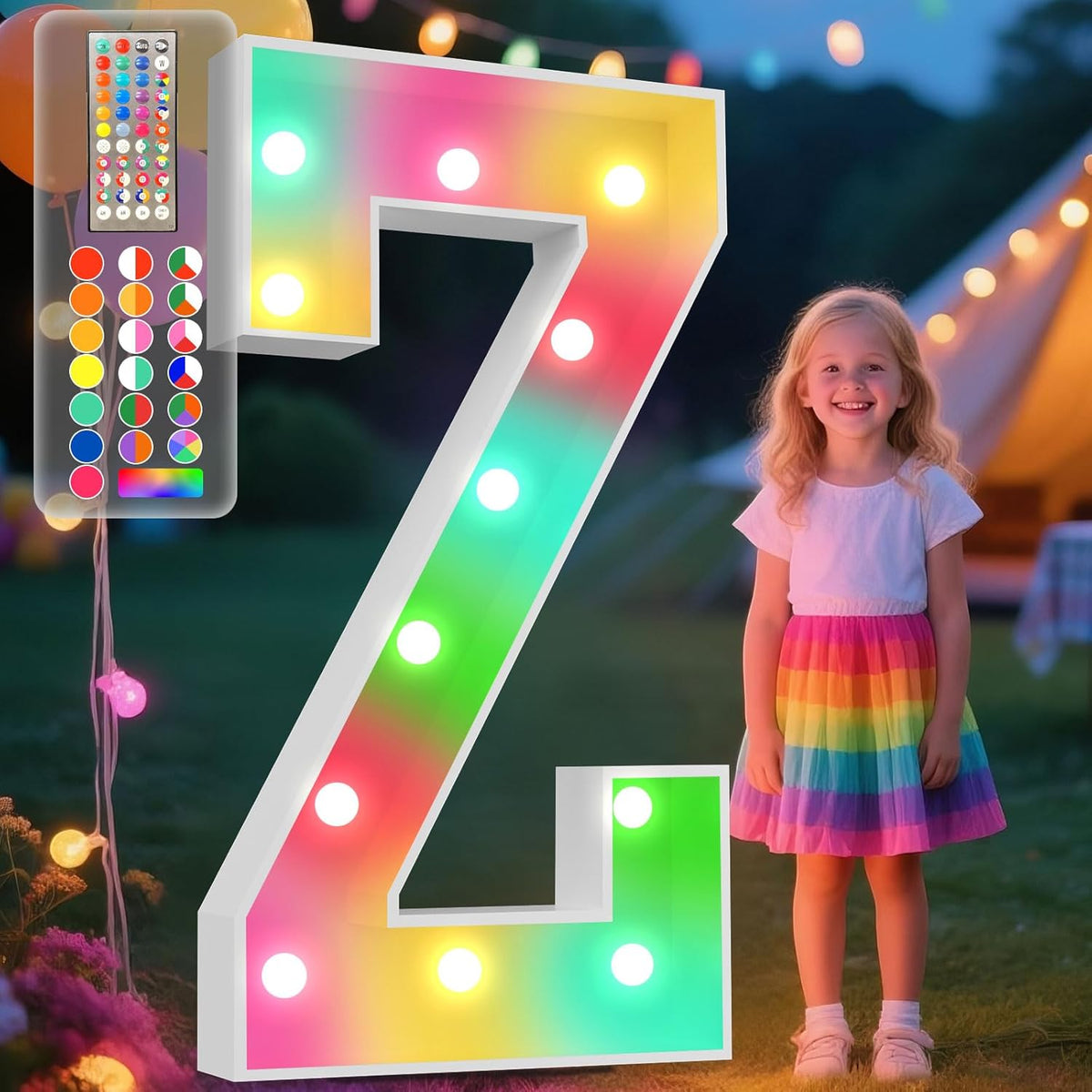 Ledido 4FT Marquee Light Up Letters, 34 Colors Changing Marquee Letter 4 Feet Tall with Remote, Big
