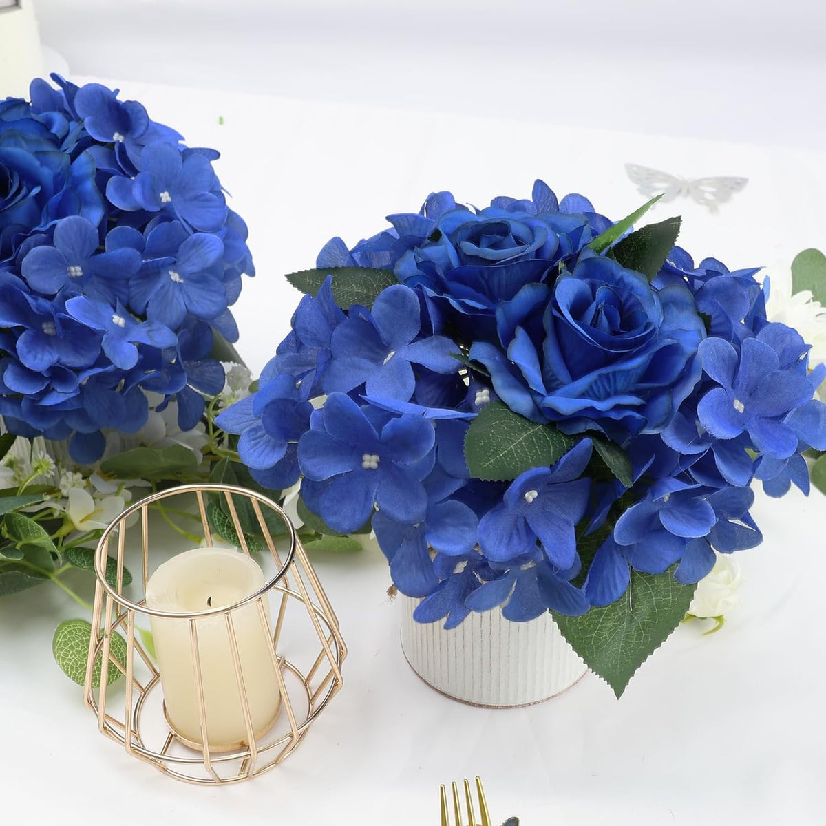 Flower Table Centerpieces - Set of 6 Floral Arrangement Artificial Wedding Hydrangeas Floral