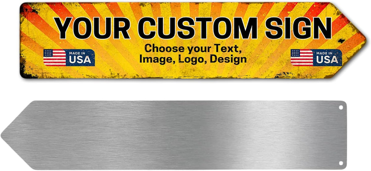 Custom Right Arrow Metal Sign by DC | Directional Signs for Indoor & Outdoor Use | Personalized