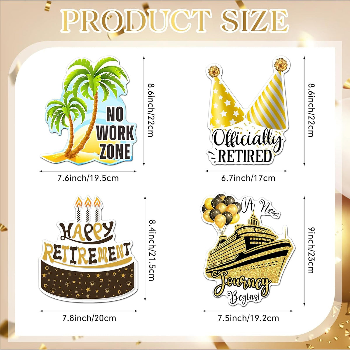 Hoteam 4 Pcs Retirement Cruise Door Decorations Magnetic Large Happy Retirement Cruise Ship Door