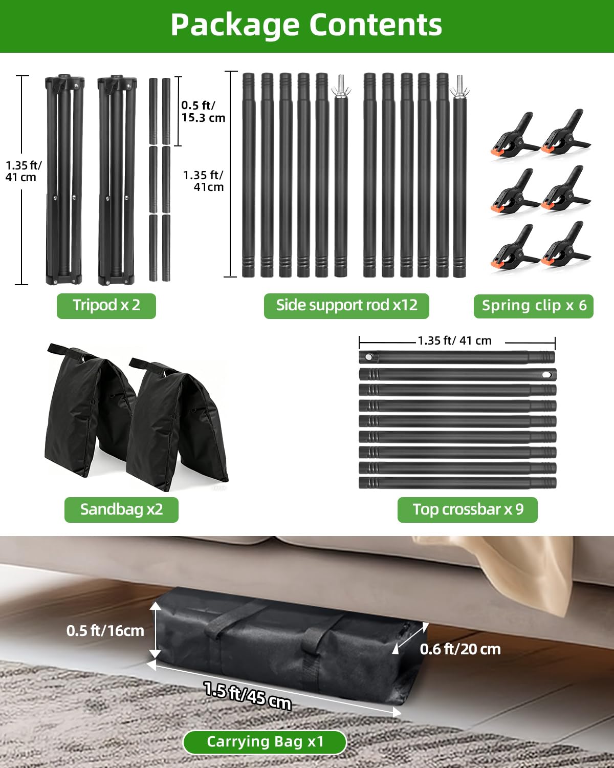 Hemmotop Photo Backdrop Stand 11x10ft, Heavy Duty Background Frame Kit