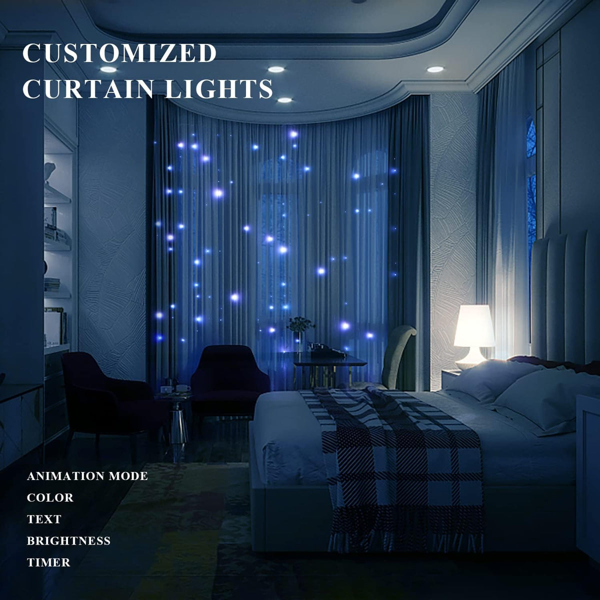 JMEXSUSS App-Controlled Color Changing Curtain Lights, 400 LED RGB String Lights for Halloween