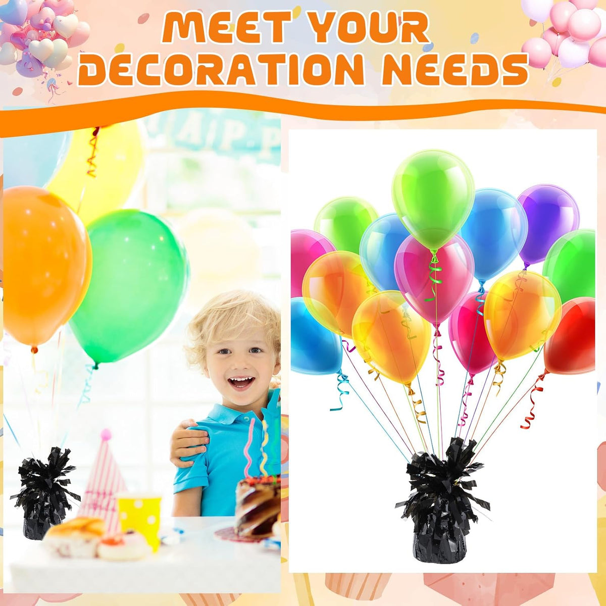 8 Pcs Black Metallic Balloon Weights Holder Anchors Balloon Holder Weights for Helium Balloons
