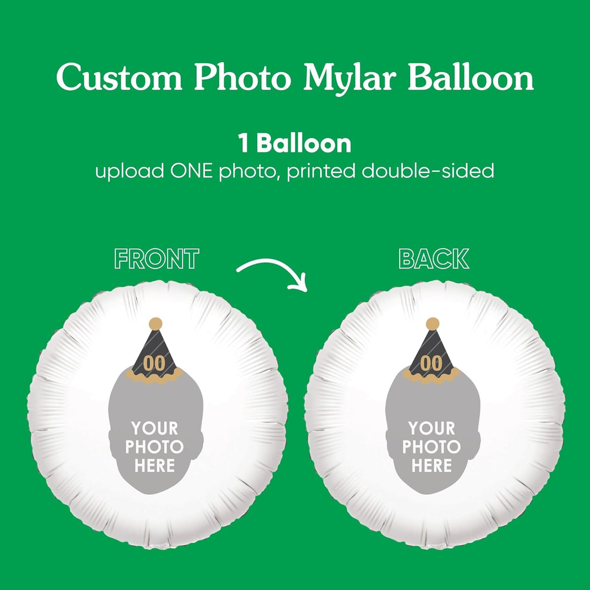 Big Dot of Happiness Personalized Adult Happy Birthday Black & Gold Cone Hat Fun Face Photo
