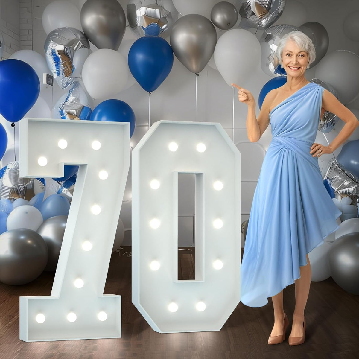 Marquee Numbers 4 Feet Tall Big Light Up Numbers 70th Birthday Decorations Women Men White
