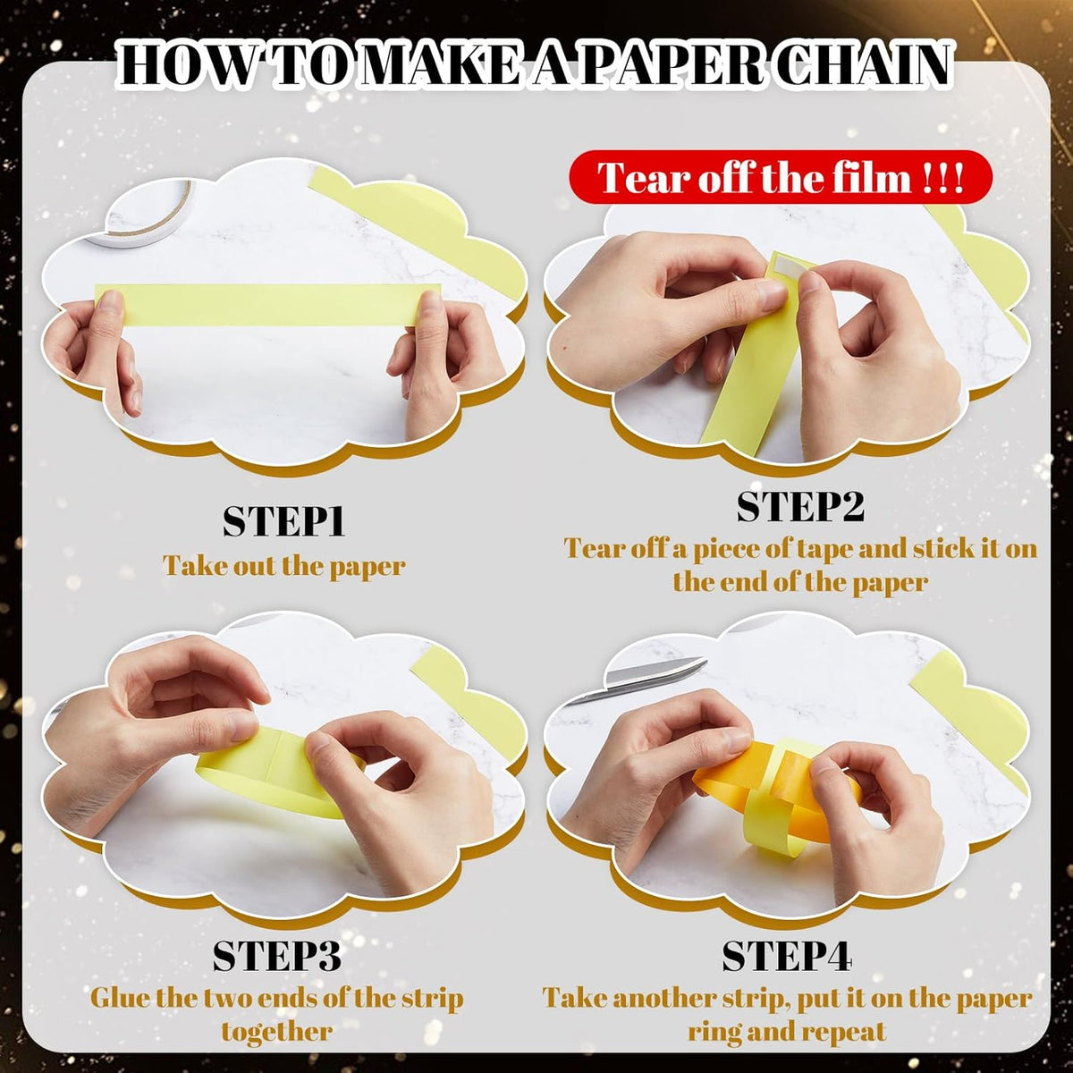 Lincia 600 Sheet Halloween Paper Chain Garland, Construction DIY Crafts Chain Strip for Fall
