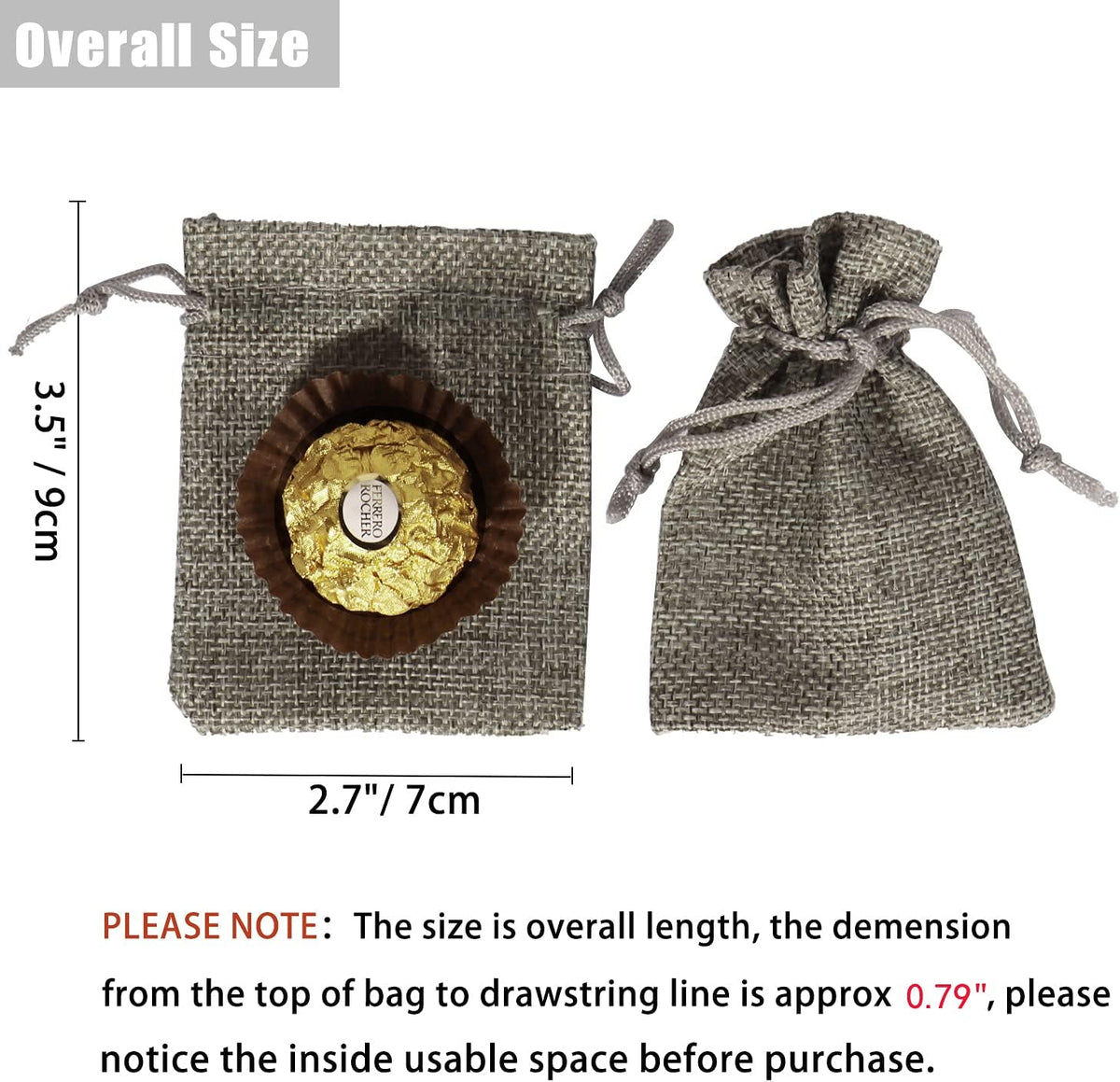 20pcs Burlap Bags with Drawstring, 2.7x3.5 Inch Jute Jewelry Gift Bags Bulk for Christmas Wedding