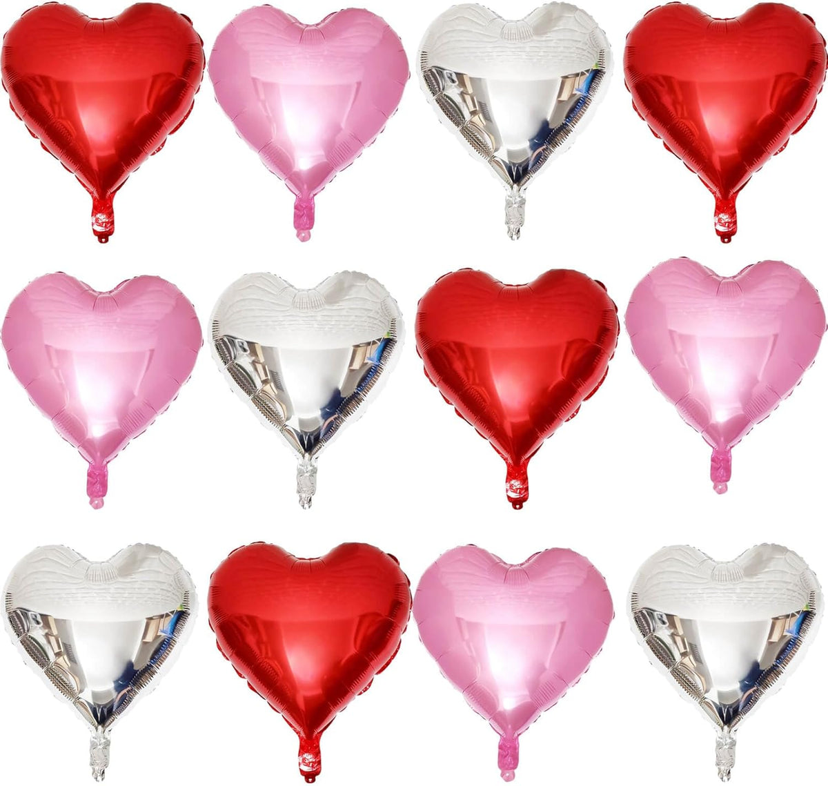 Red Heart Shaped balloons Pack of 12,18 Inch Silver Love Valentine Balloons Pink Heart Romantic