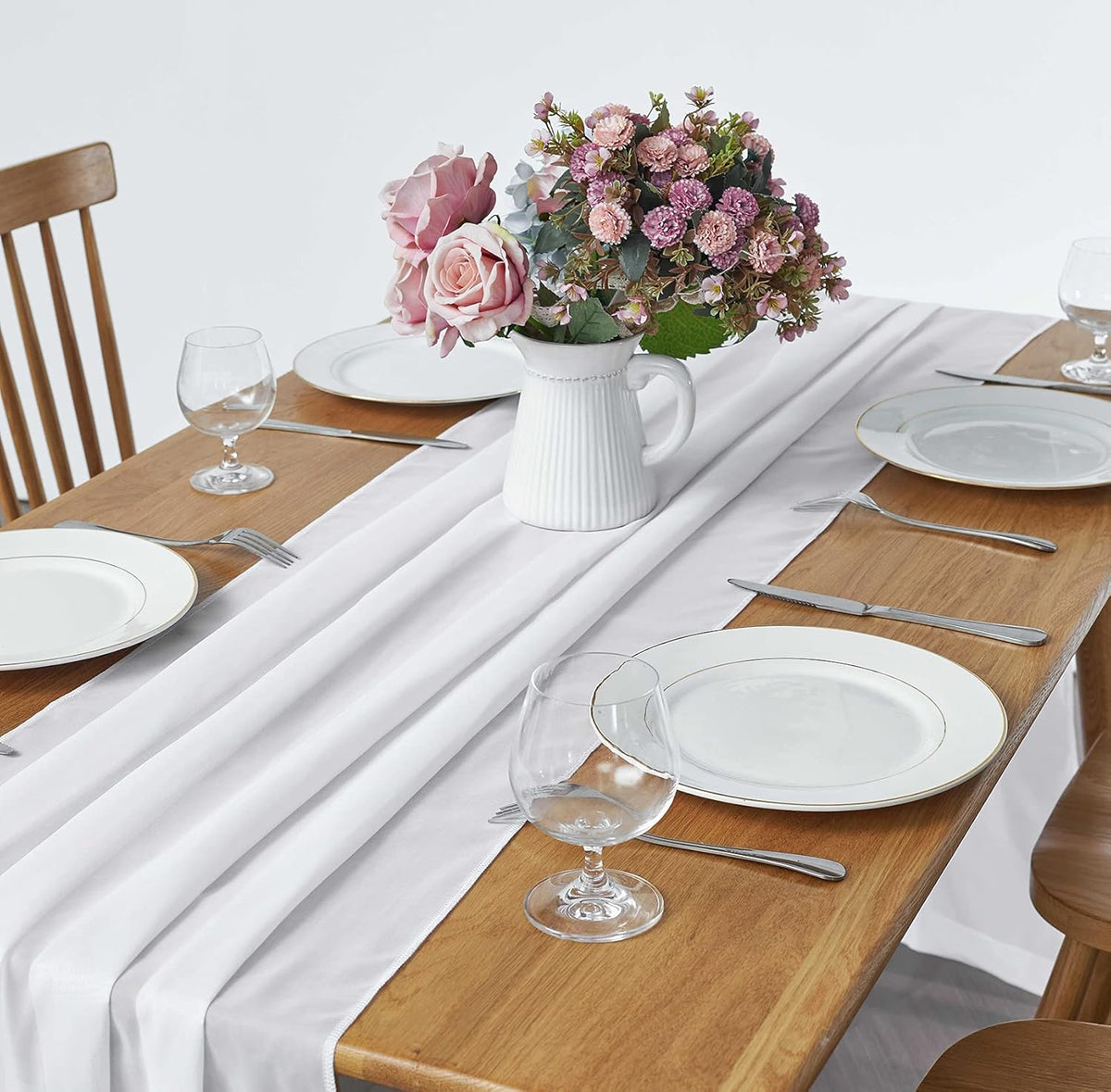 5 Pack 10Ft White Chiffon Table Runner Sheer 29x120 Inch for Romantic Wedding Decor Bridal & Baby