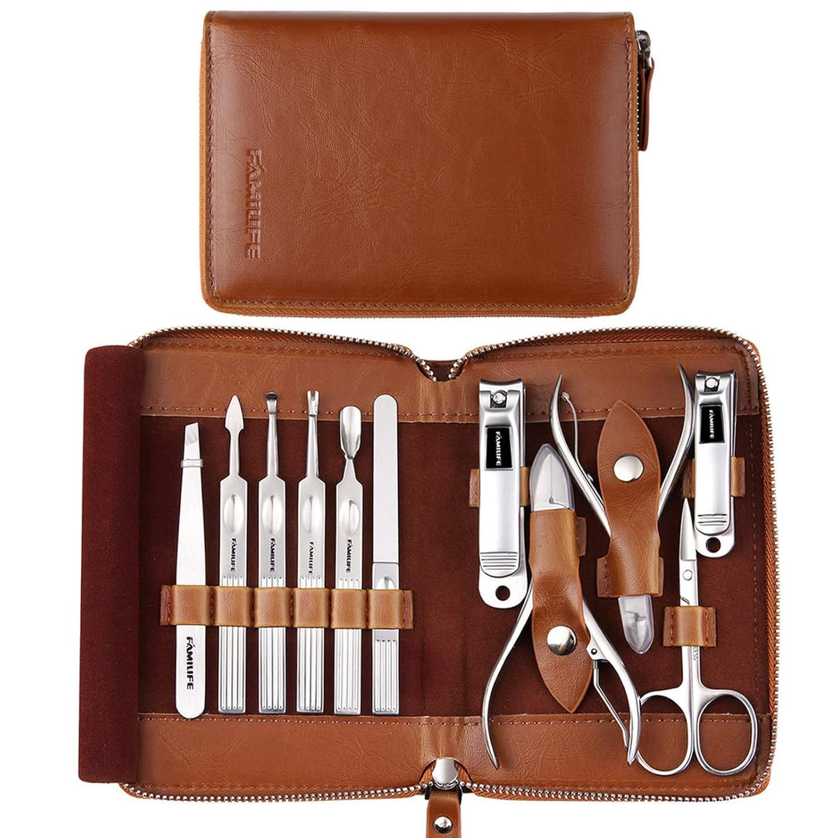 FAMILIFE Manicure Set, Professional Manicure Kit Nail Clippers Set 11 in 1 Stainless Steel Pedicure