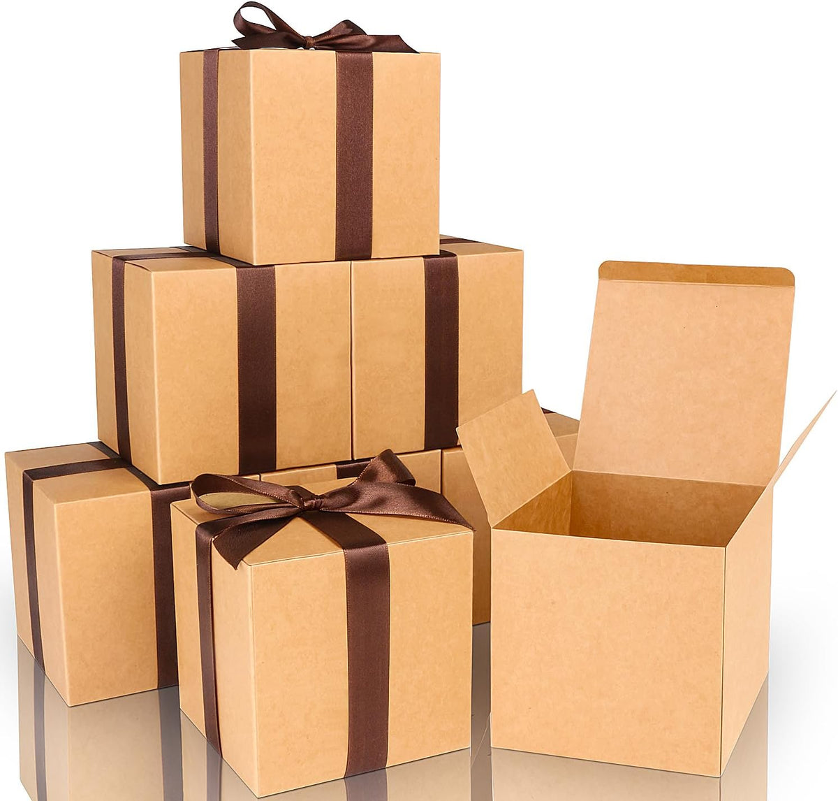 COTOPHER Small Gift Boxes 25 Pack 6x6x6 inches Brown Gift Boxes with Lids for Gifts, Crafting