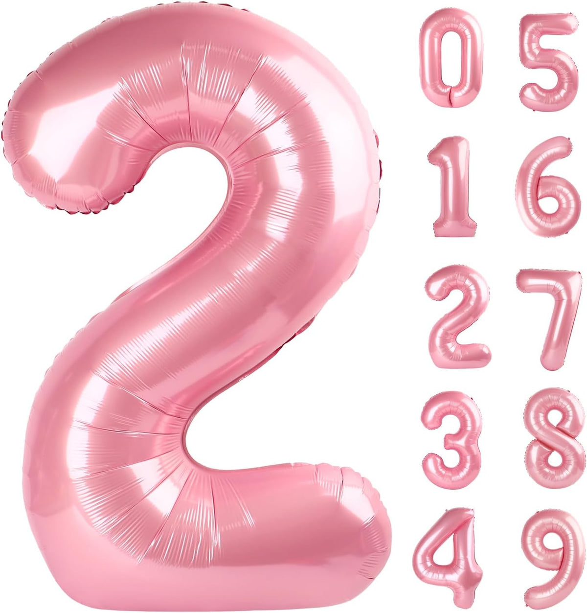 Light Pink 2 Number 40 Inch Pink Large Balloons Big Foil Helium Number Balloons 0-9 Jumbo Happy 2nd