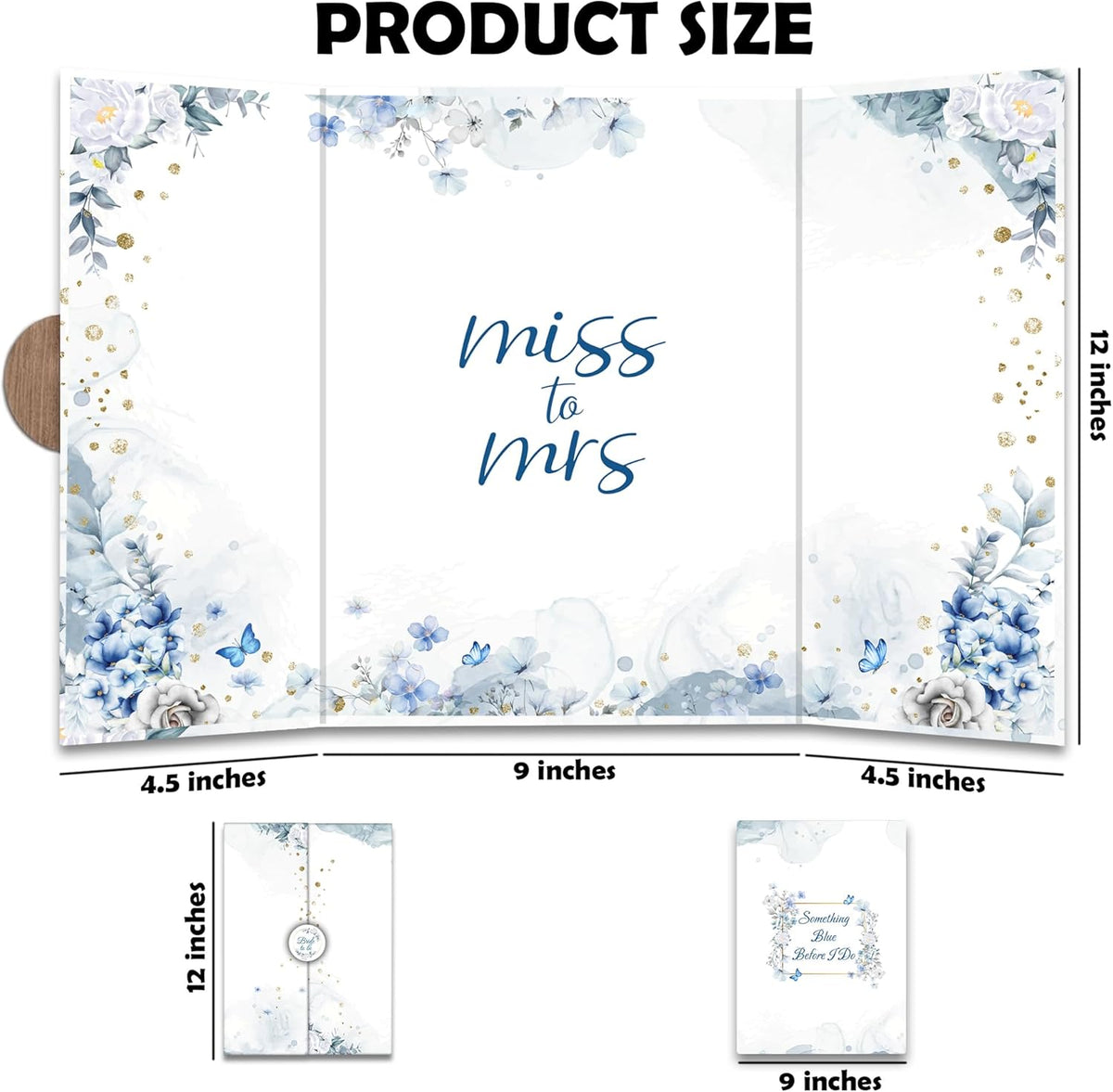 Blue Flowers Bridal Shower Decorations - 18 ''x12'' Bride-to-Be Signature Guest Book Alternative