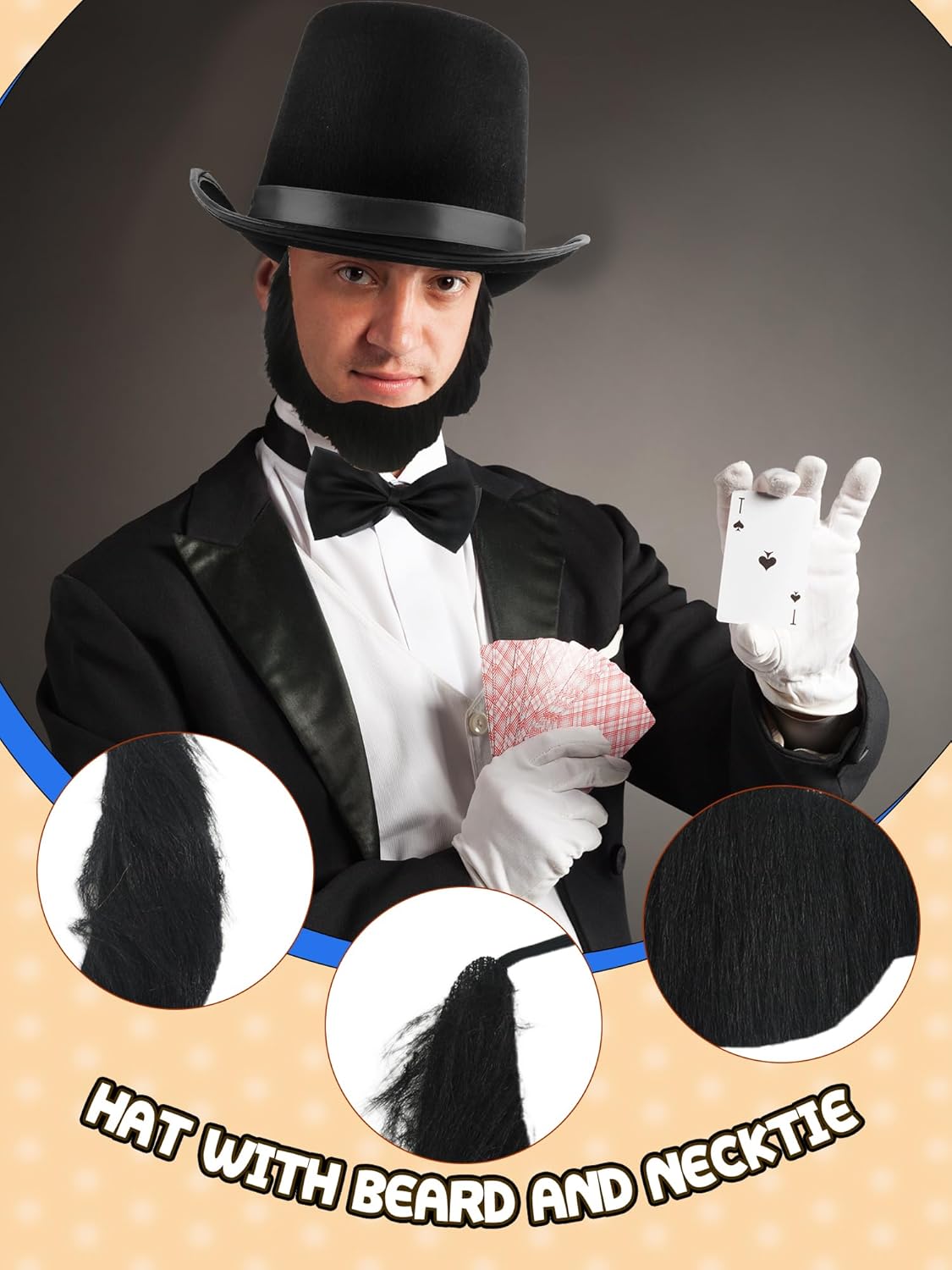6 Pcs 1920s Gentleman Hat Costume Presidents Day 1920s Costume Accessories for Halloween Cosplay