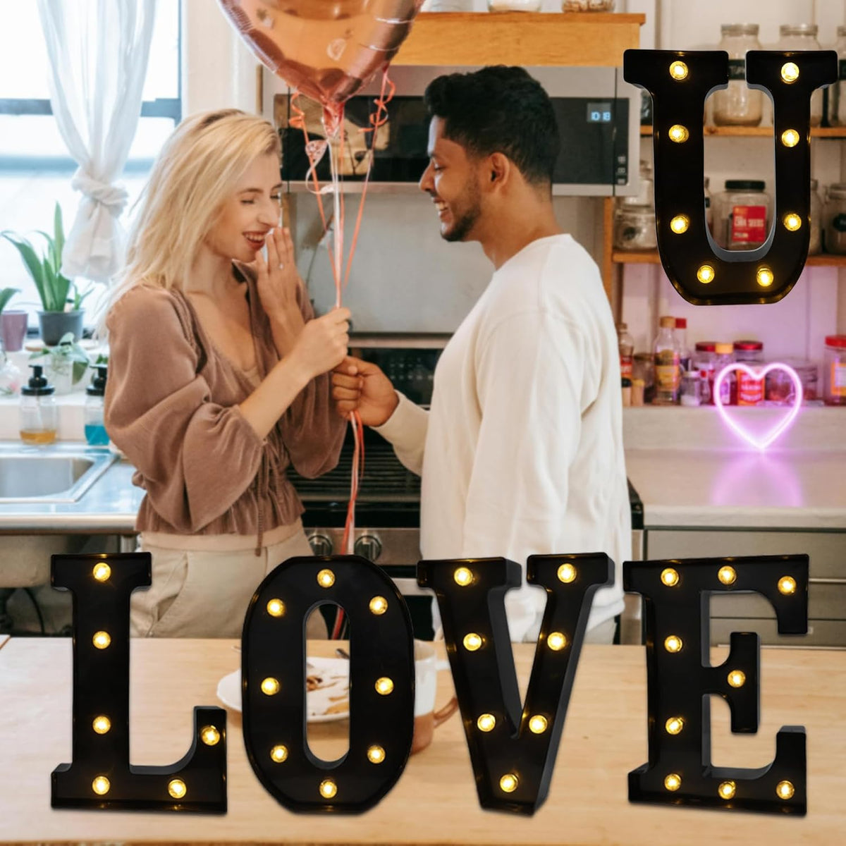 Led Marquee Letters, 8.58 Inch Black Light Up Letters, Small Led Letter Lights, Battery Powered