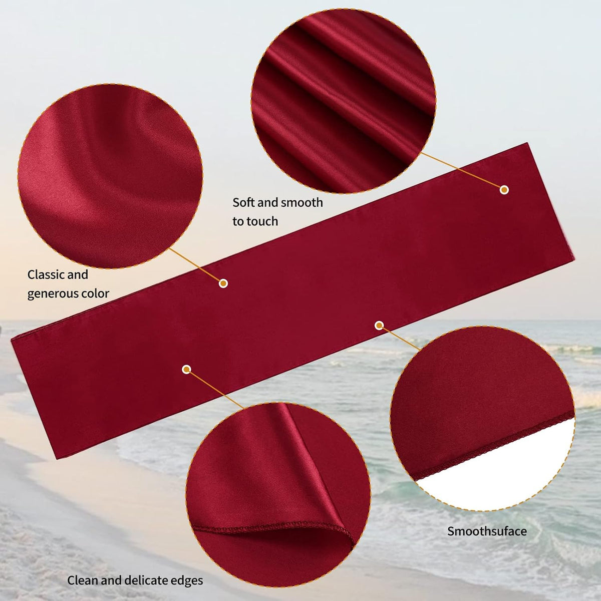 12 Pack Burgundy Satin Table Runner,12 x 108 inch Long Premium Smooth Table Runner for Wedding