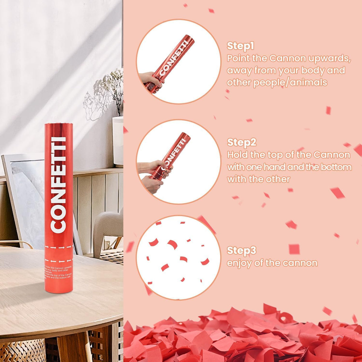 Confetti Cannon Red Biodegradable Confetti Poppers 12Pack Party Poppers Confetti Shooters Red