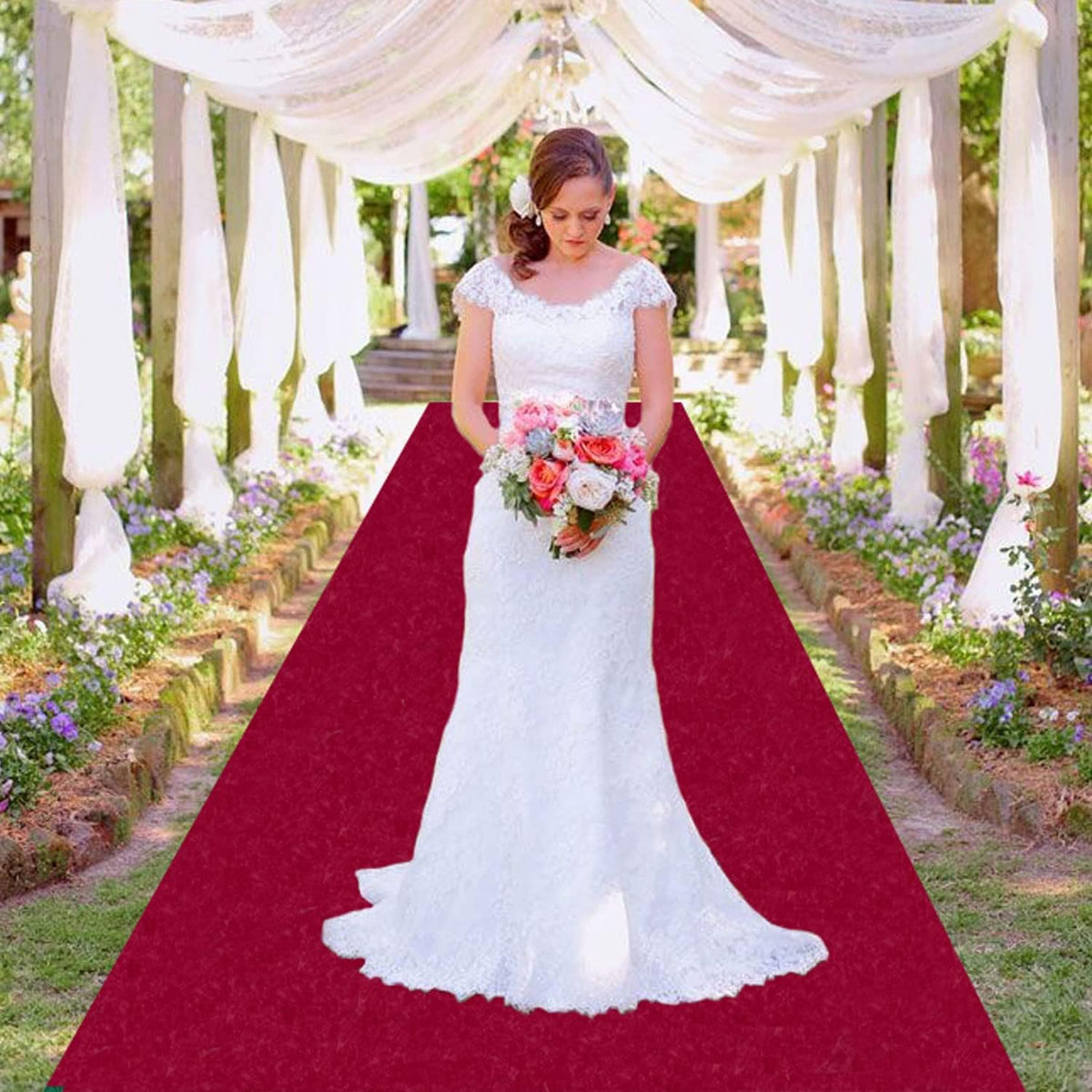 MODFUNS Aisle Runners for Weddings Burugndy Aisle Runner Rug 4FTx20FT Wedding Carpet Aisle Runner