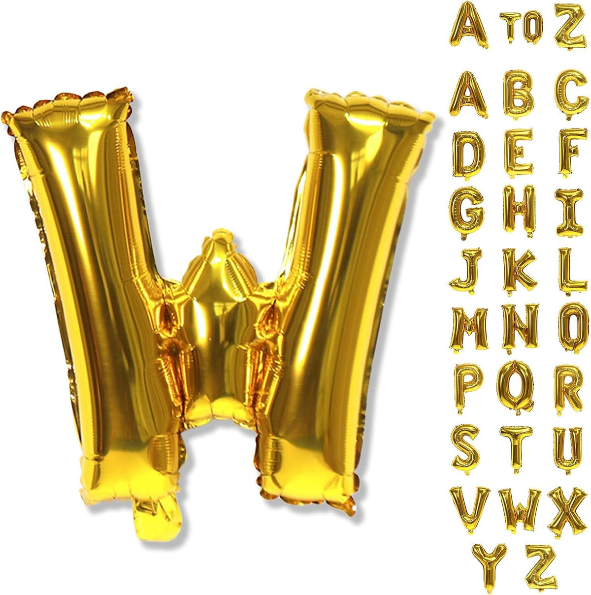 40 Inch Giant Alphabet W Customize Balloons, Large Self Inflating Gold Letter for Name Decor