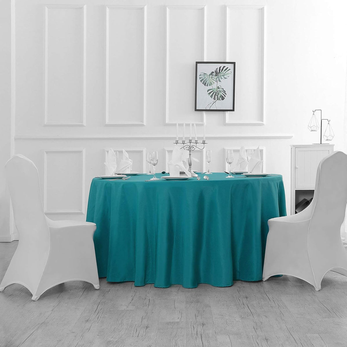 108 inch Round Tablecloth Washable Polyester Table Cloth Decorative Table Cover for Wedding Party