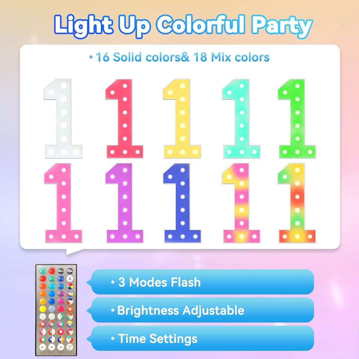 Ledido 4FT Marquee Light Up Numbers, 34 Colors Changing Marquee Numbers 4 Feet Tall with Remote