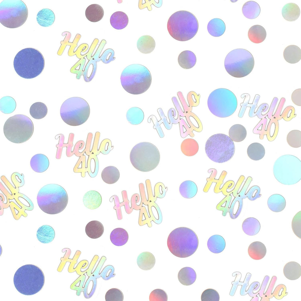 40th Birthday Confetti for Table Iridescent Birthday Party Decorations for Her Circle Dots Hello 40