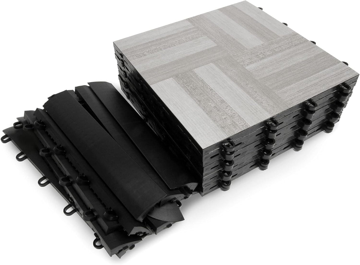 Big Floors SnapFloors 3X3RESGRAYOAKFLOOR Interlocking Lightweight Plastic Modular Dance Floor Kit
