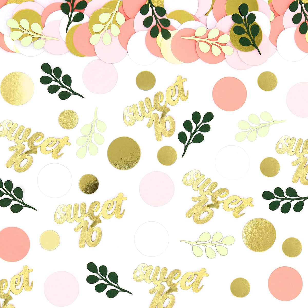 300PC Pink and Sage Green Sweet 16 Party Decorations for Girls 16th Birthday Confetti Sweet 16