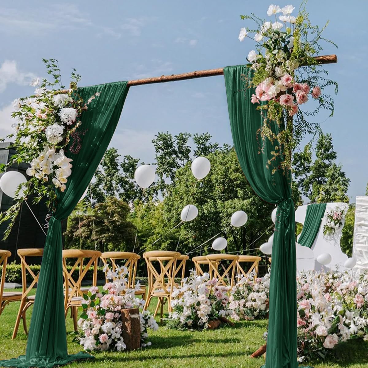 Emerald Green Wedding Arch Draping Fabric 29" x 20 FT Wedding Drapes for Backdrop Sheer Green