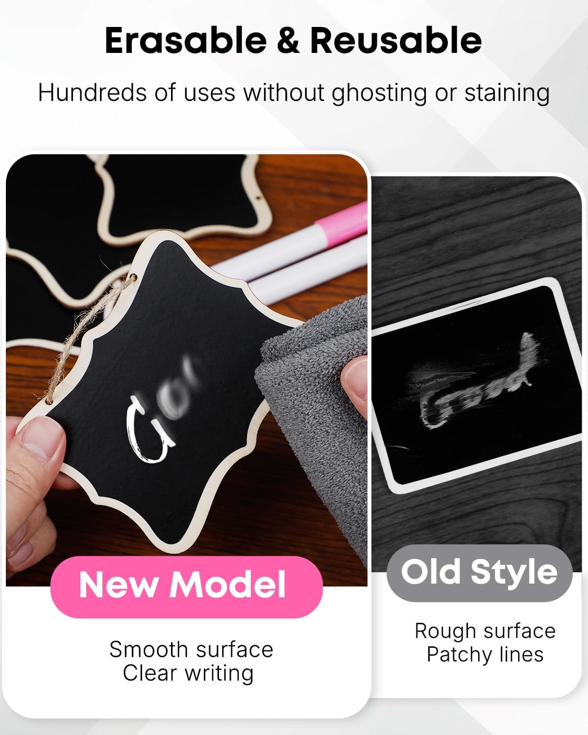 Uniclife 24 Pack Mini Chalkboard Signs for Food, Small Chalkboard Signs with Strings Chalk Markers