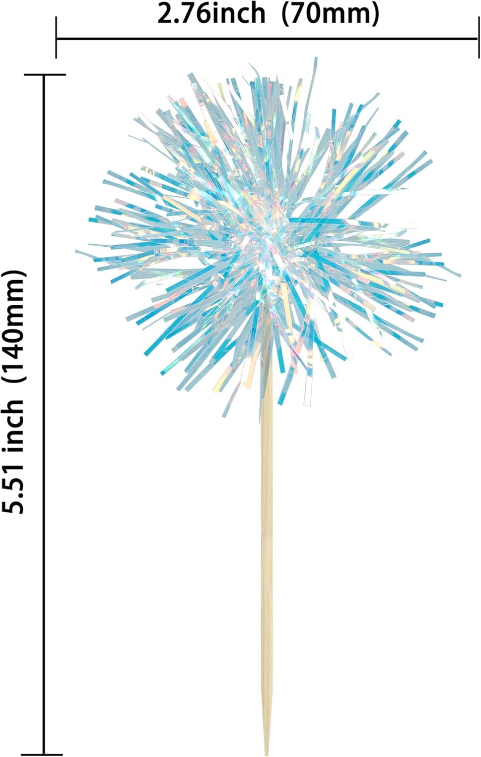 Gyufise 30Pcs Foil Firework Cupcake Toppers Sparkle Tinsel Cake Toppers Tinsel Drink Cake
