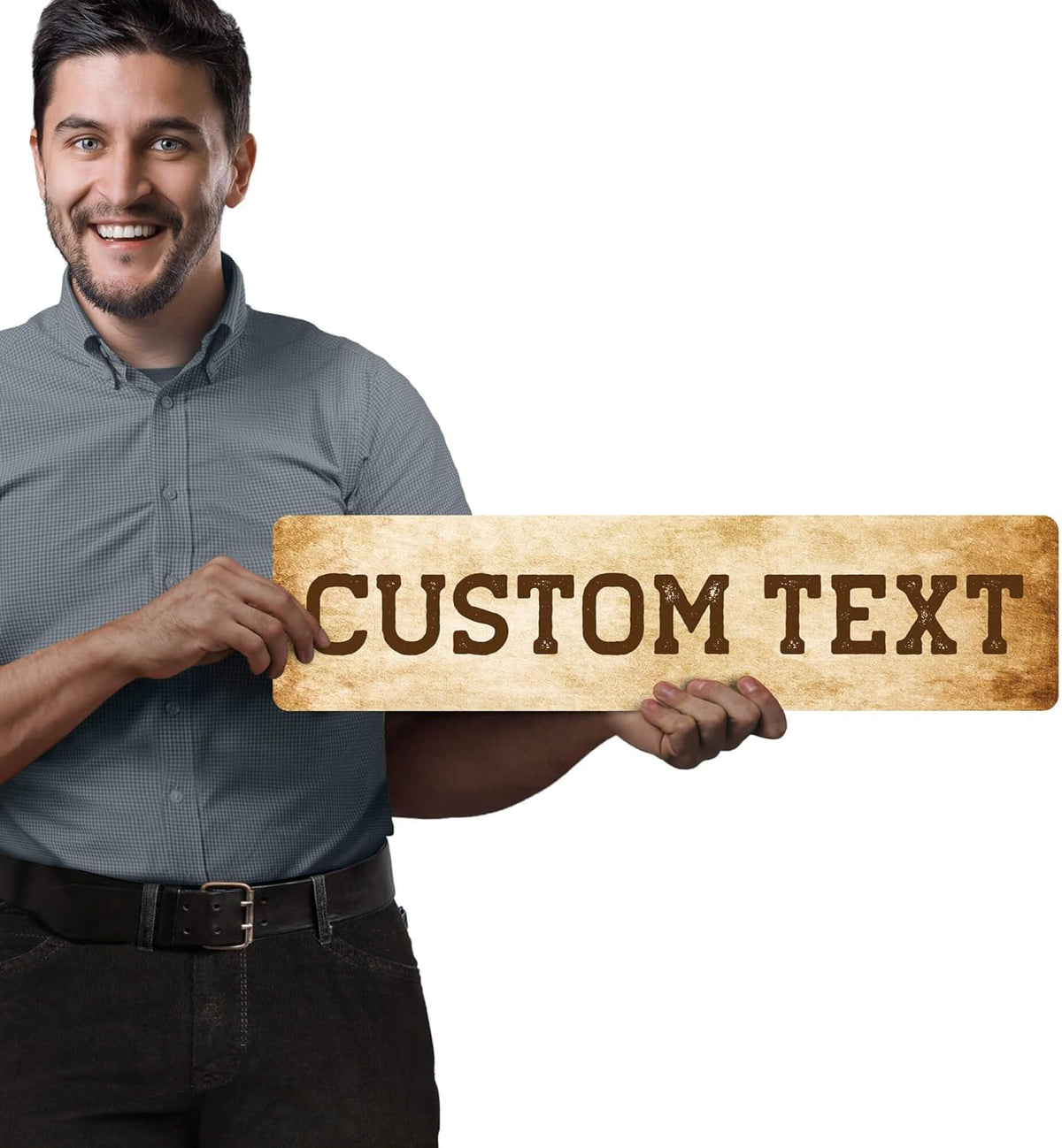 Custom Sign, Custom Street Sign, 11 Font Colors, 13 Font Styles, 4 Hole Options, 22 Sizes, 6x24