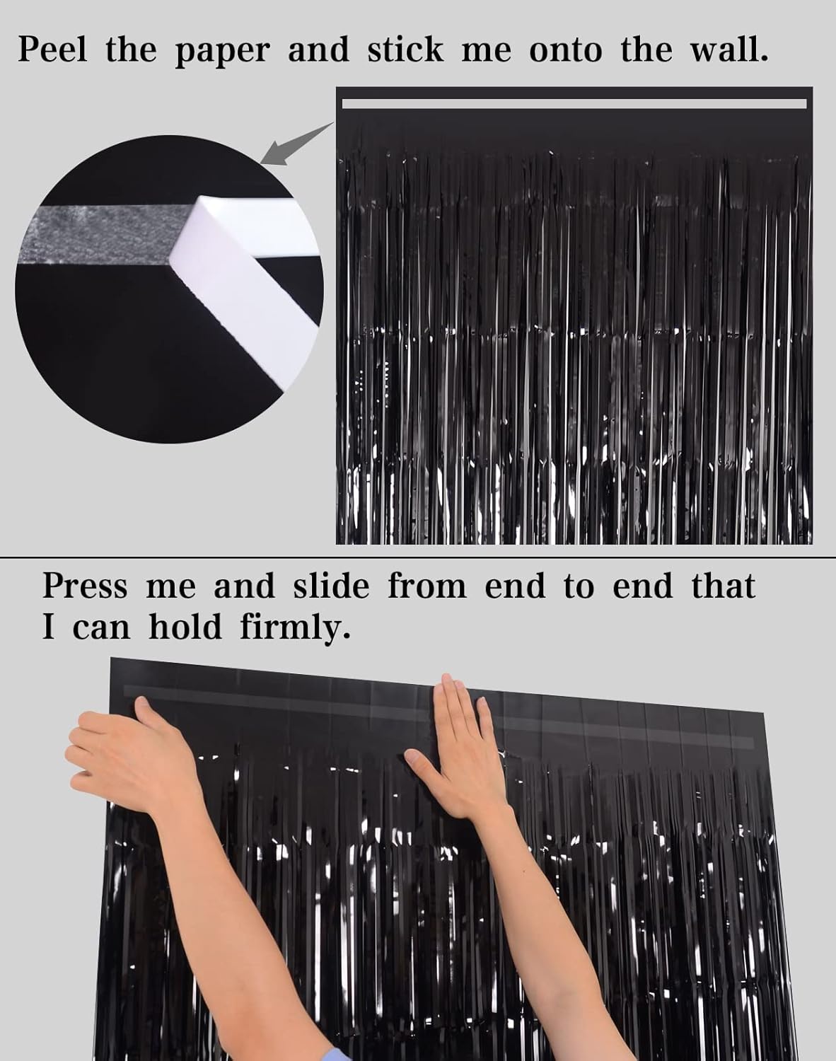 Halloween Party Decorations Indoor for Adults, Melsan 3.2 x 8 ft Black Streamer Tinsel Photo