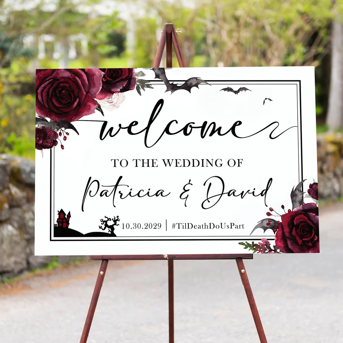 Wedding Sign Halloween Wedding, Welcome To Our Wedding Sign, Til Death Do Us Part Welcome Sign