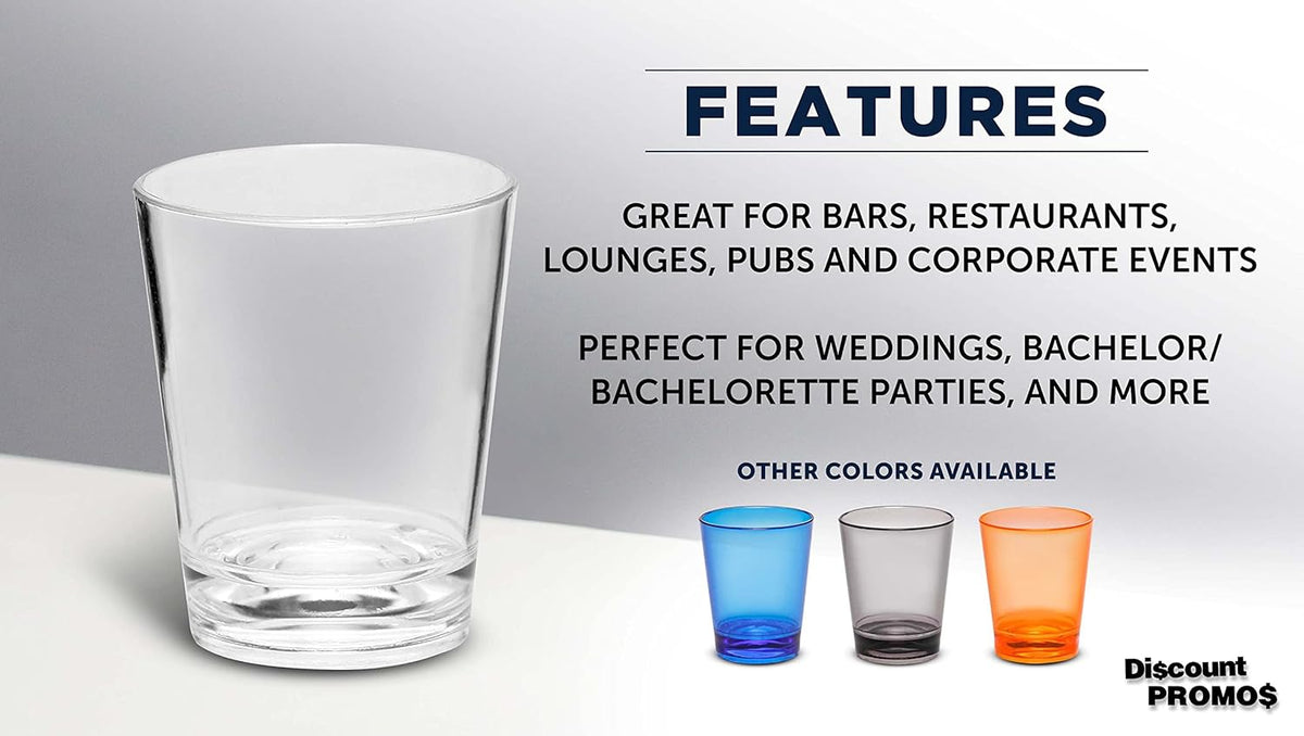 DISCOUNT PROMOS Translucent Plastic Shot Glasses 1.5 oz. Set of 10, Bulk Pack - Acrylic, Great for