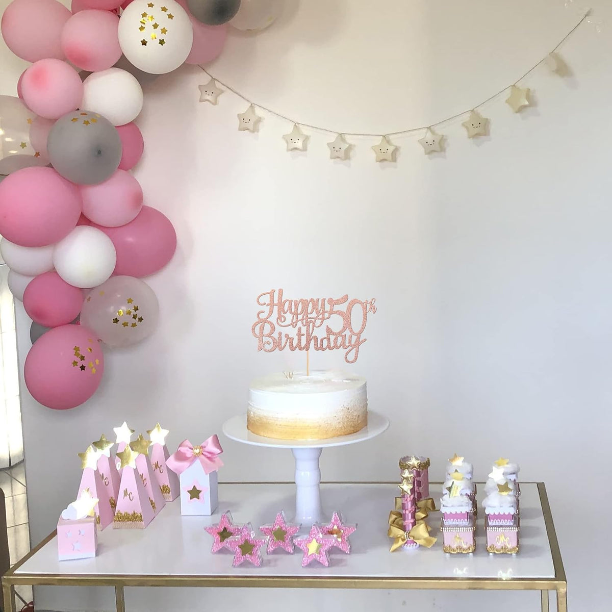 1 PCS Happy 50th Birthday Cake Topper Glitter Cheers to 50 Years Birthday Cake Pick 50 Fabulous