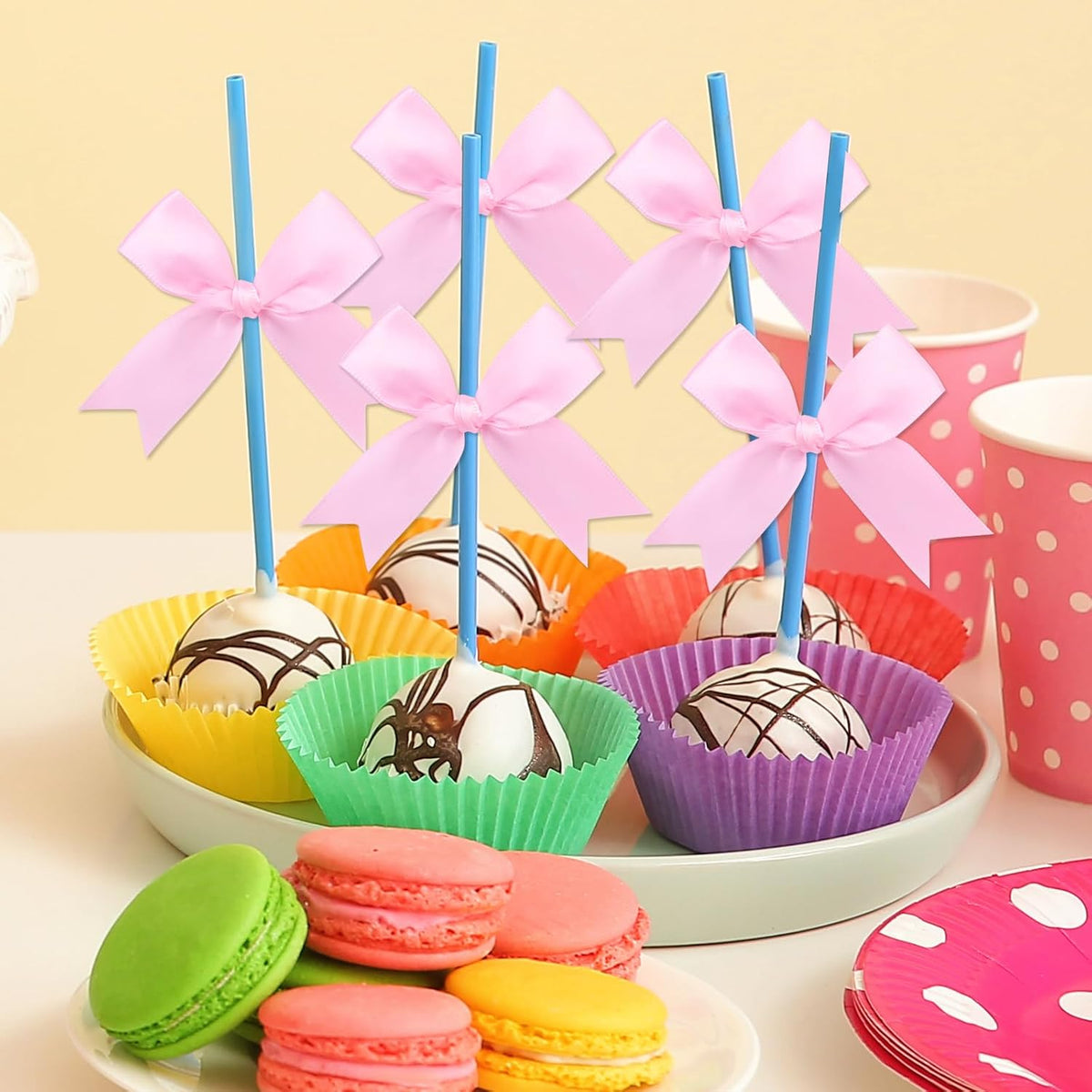 Feluwi Pink Gift Wrap Bows (50 Pcs) - 3.3 Inch Elegant Plastic-Free Bows for Christmas Gifts